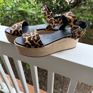 Leopard cheetah Print Platform Sandals